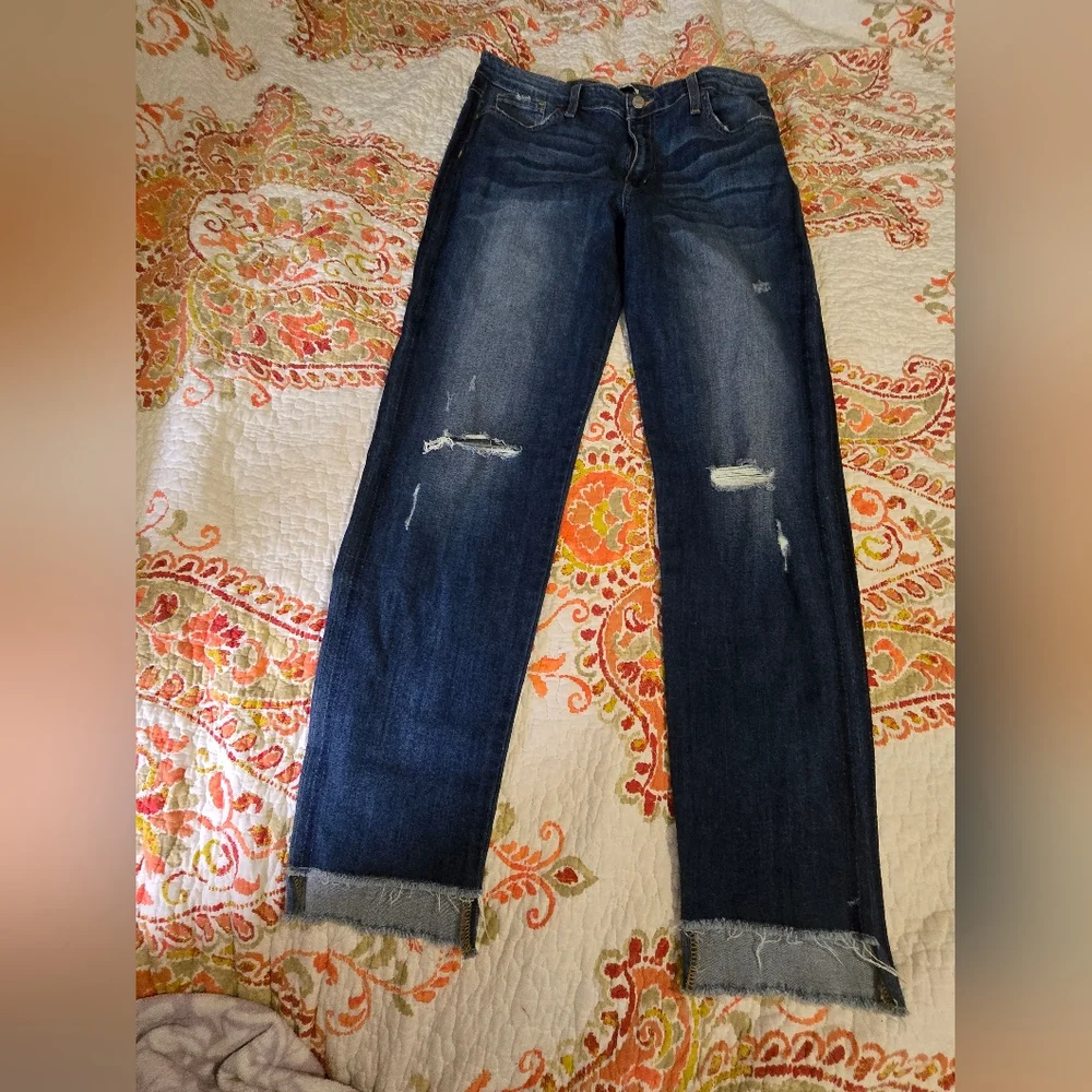 Flying Monkey Dark Blue Distressed Jeans - Picture 1 of 16